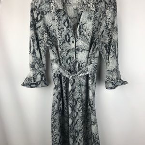 New York and Co. Gray Snake Print Shirt Dress